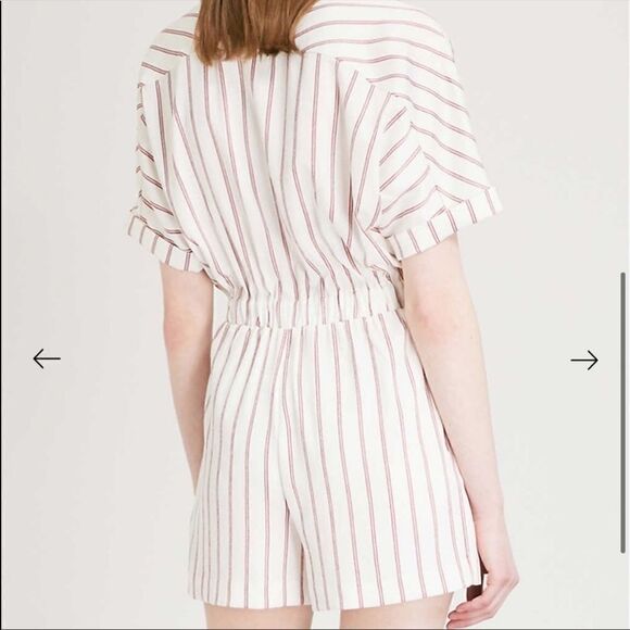 Maje Imaly Satin Playsuit Romper Striped Tie Neck - Picture 11 of 12